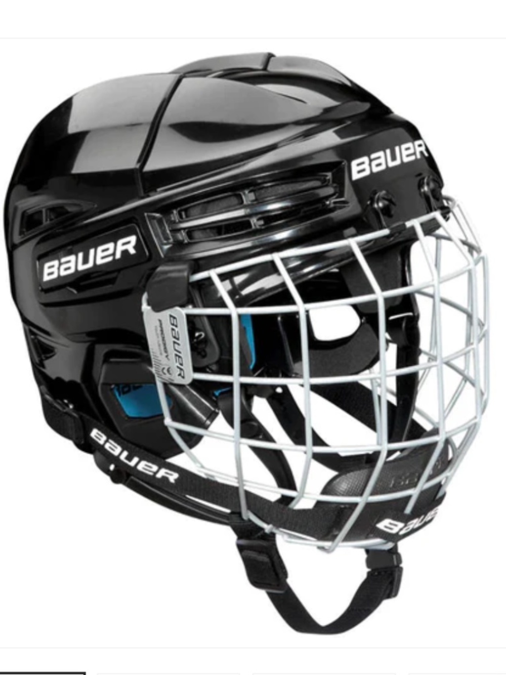 NWOT Bauer Black Helmet with Silver Cage